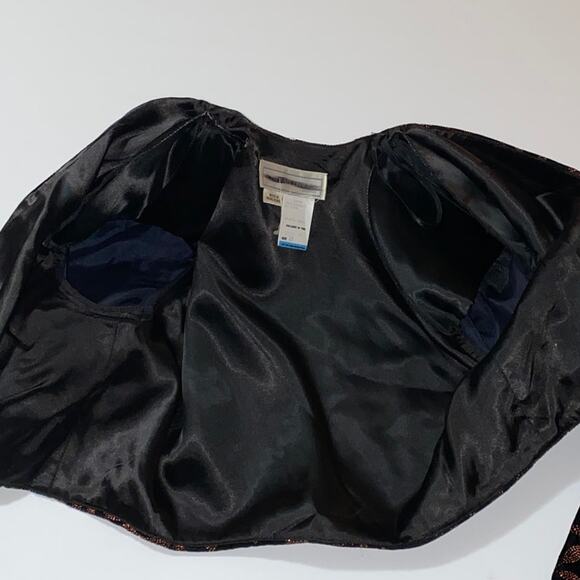 Vintage Women's Jacket Size 10 Black Metallic Glitter Bolero Crop Holiday Velvet - Picture 12 of 12